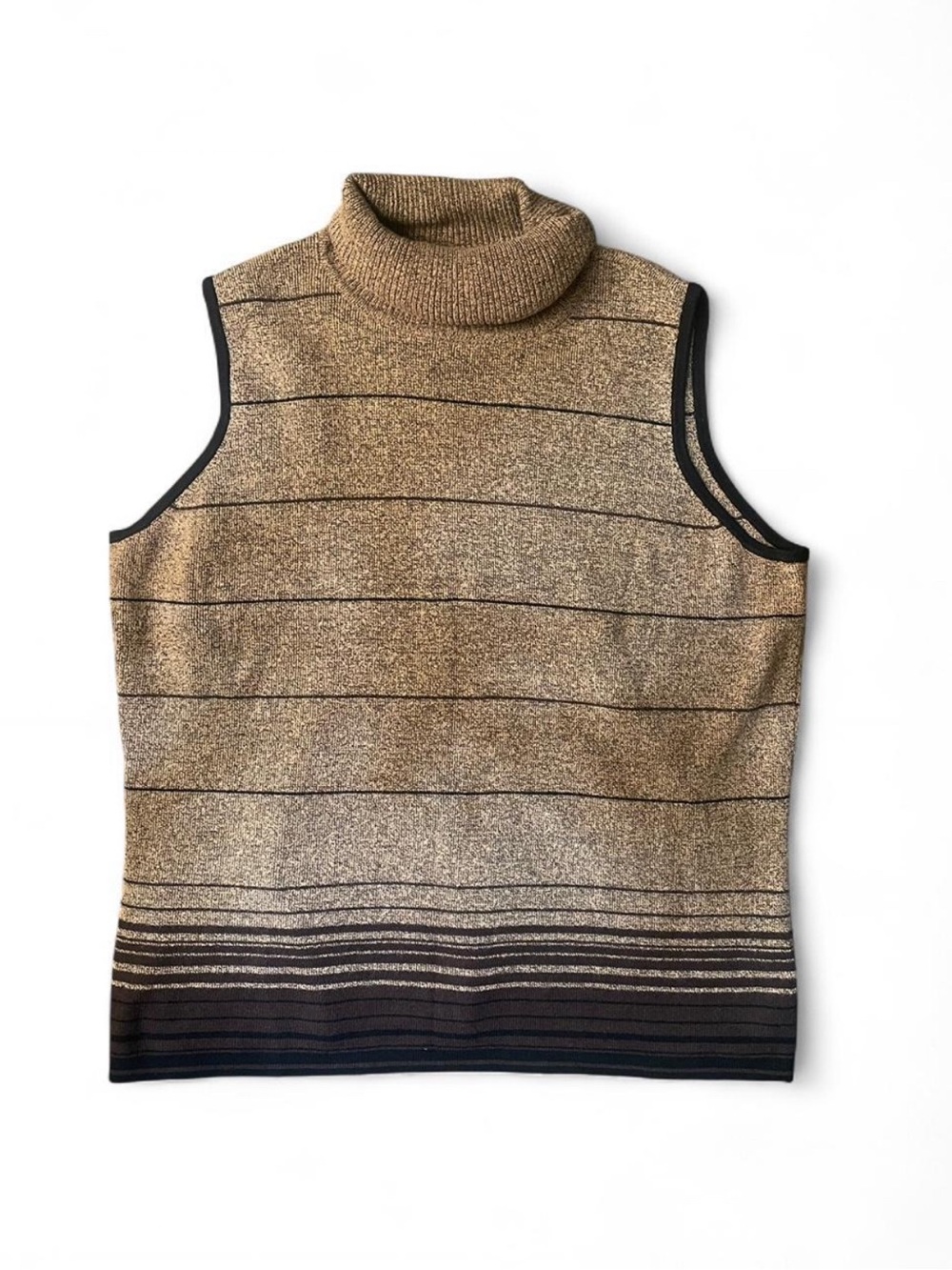 Vintage Sweater Vest Turtleneck 90s Y2K Knit Tank Top Size L Fall Layering